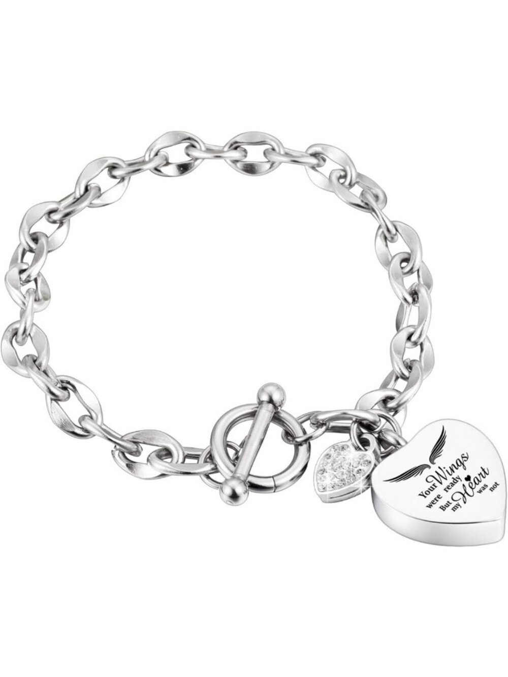 Cremation Ashes Bracelet Heart Locket Bangle for Men & Women - Memorial Jewelry